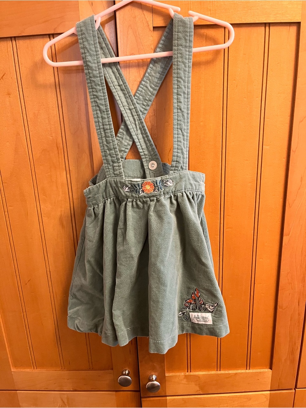 Disney Animators Collection Girls Green Corduroy Suspender Skirt